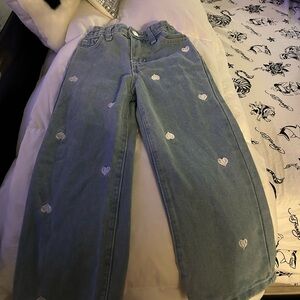 Blue Jeans with Heart Embroidery